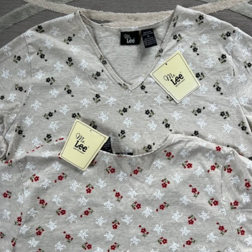 Vintage NWT Ms. Lee Short Sleeve Floral Design Shirts Set Of 2 Size 1X - Picture 3 of 10